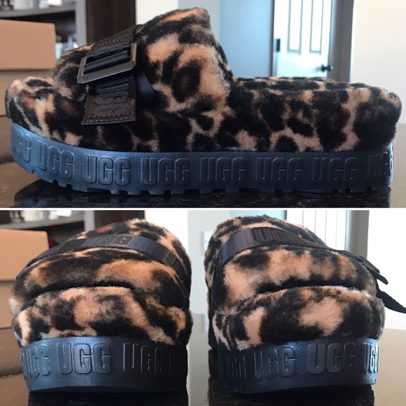 New UGG Fluffita Panther Print Slippers, Leopard Print Slides, Caramel Slip Ons - Picture 12 of 16